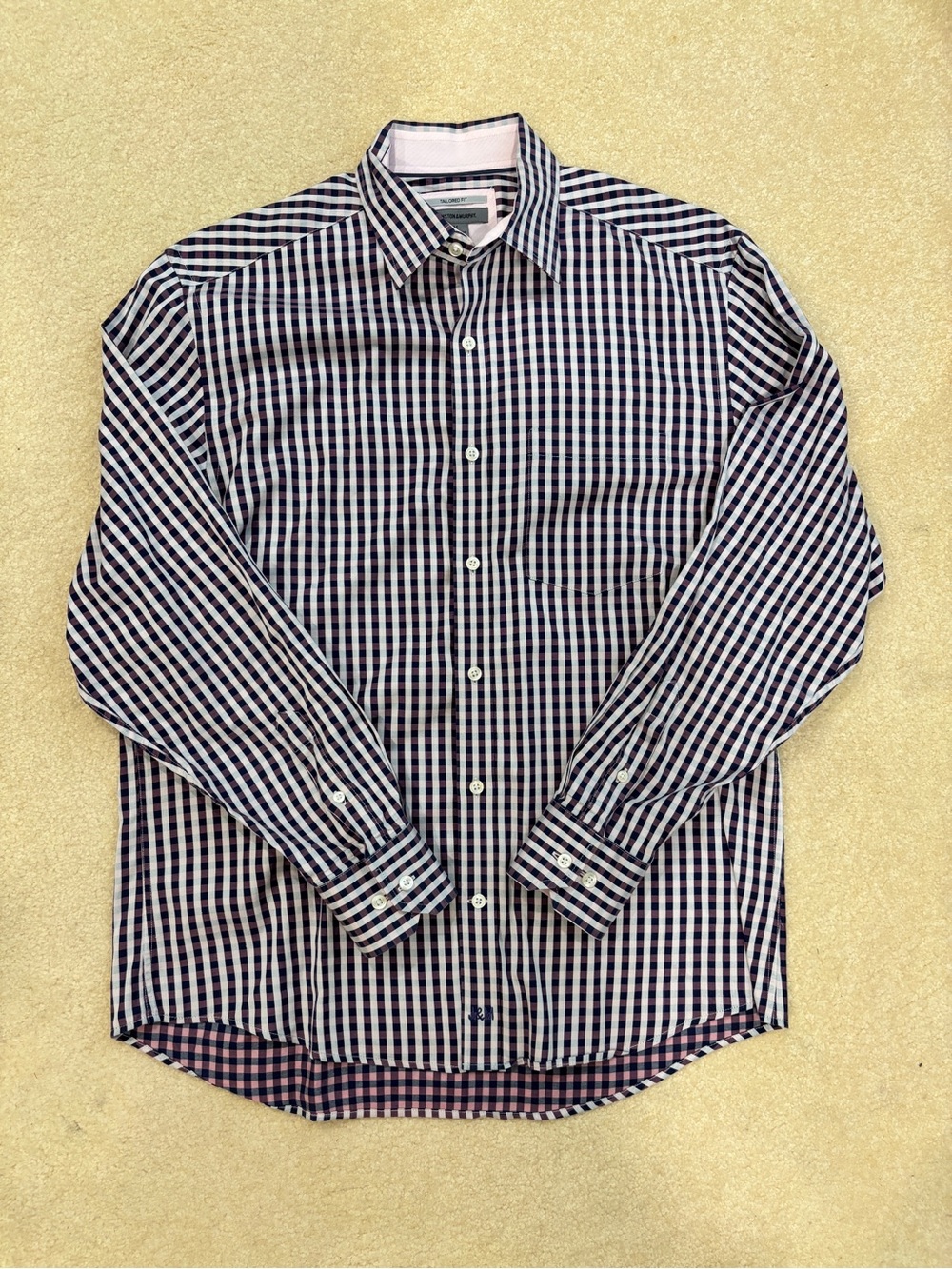 Johnston & Murphy Plaid Button Down Dress Shirt Tailored Size Medium